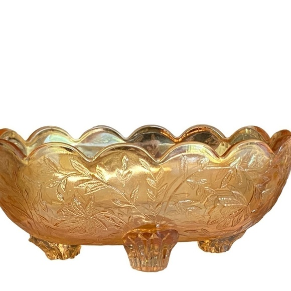 VINTAGE Carnival Glass Small Oval Footed bowl - Picture 2 of 7